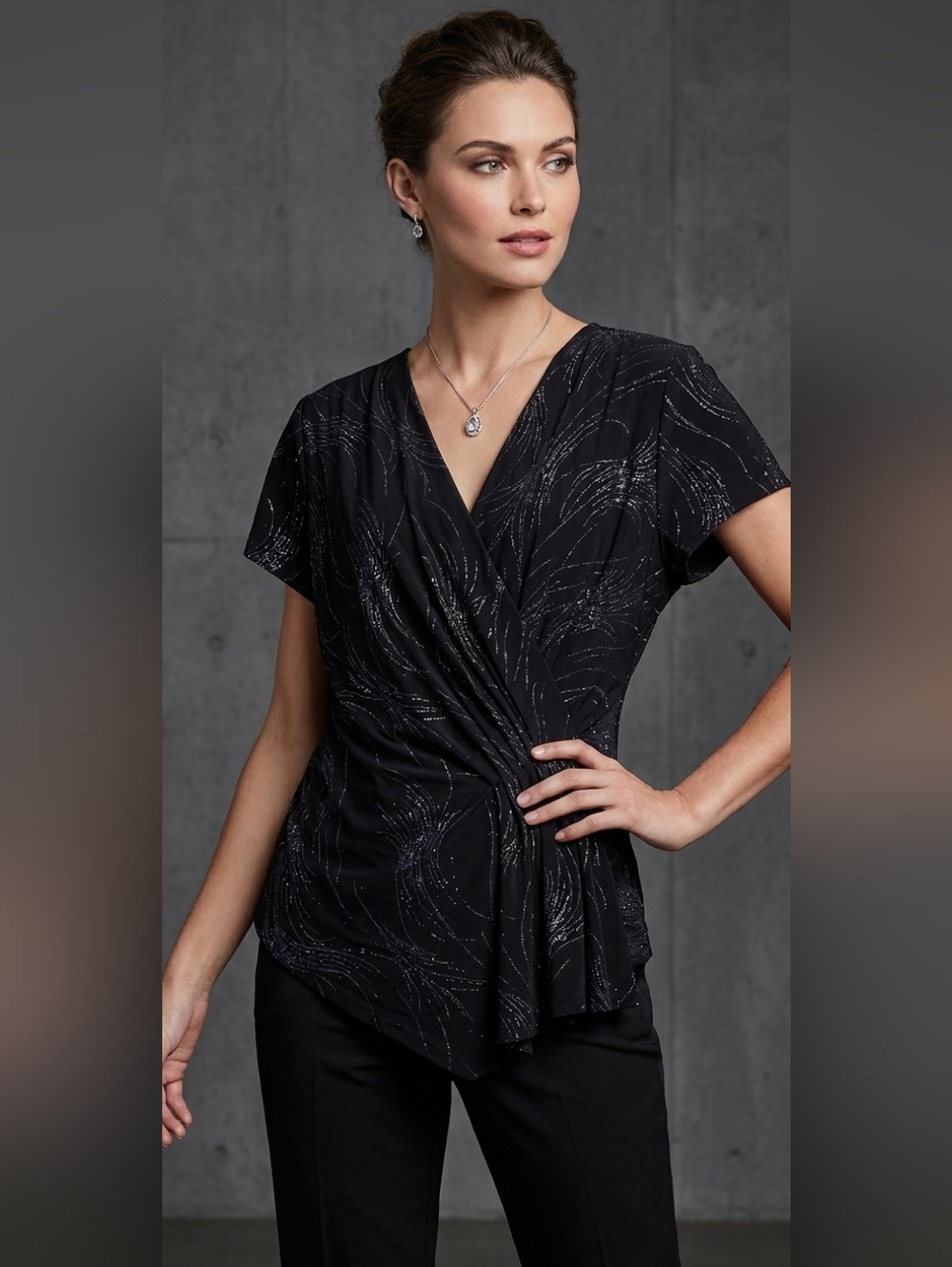 Black shimmering top